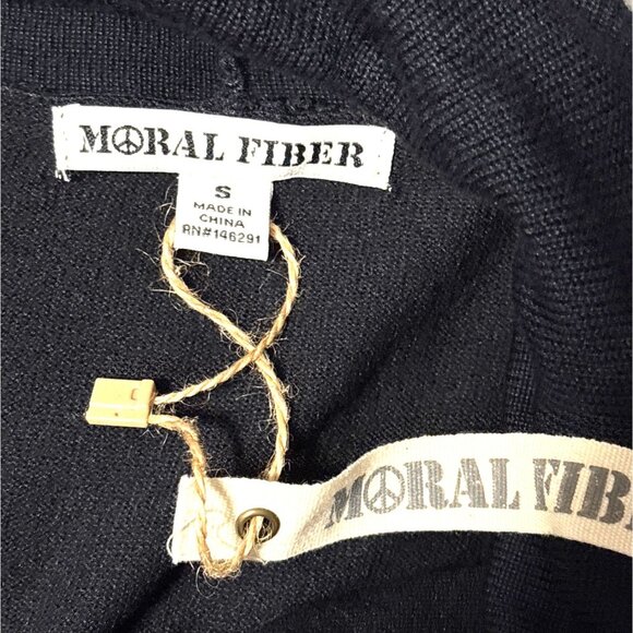 Striped Black & Red Cowl Neck Sweater Dress W/ Zipper Detail Moral Fiber S - Picture 4 of 7